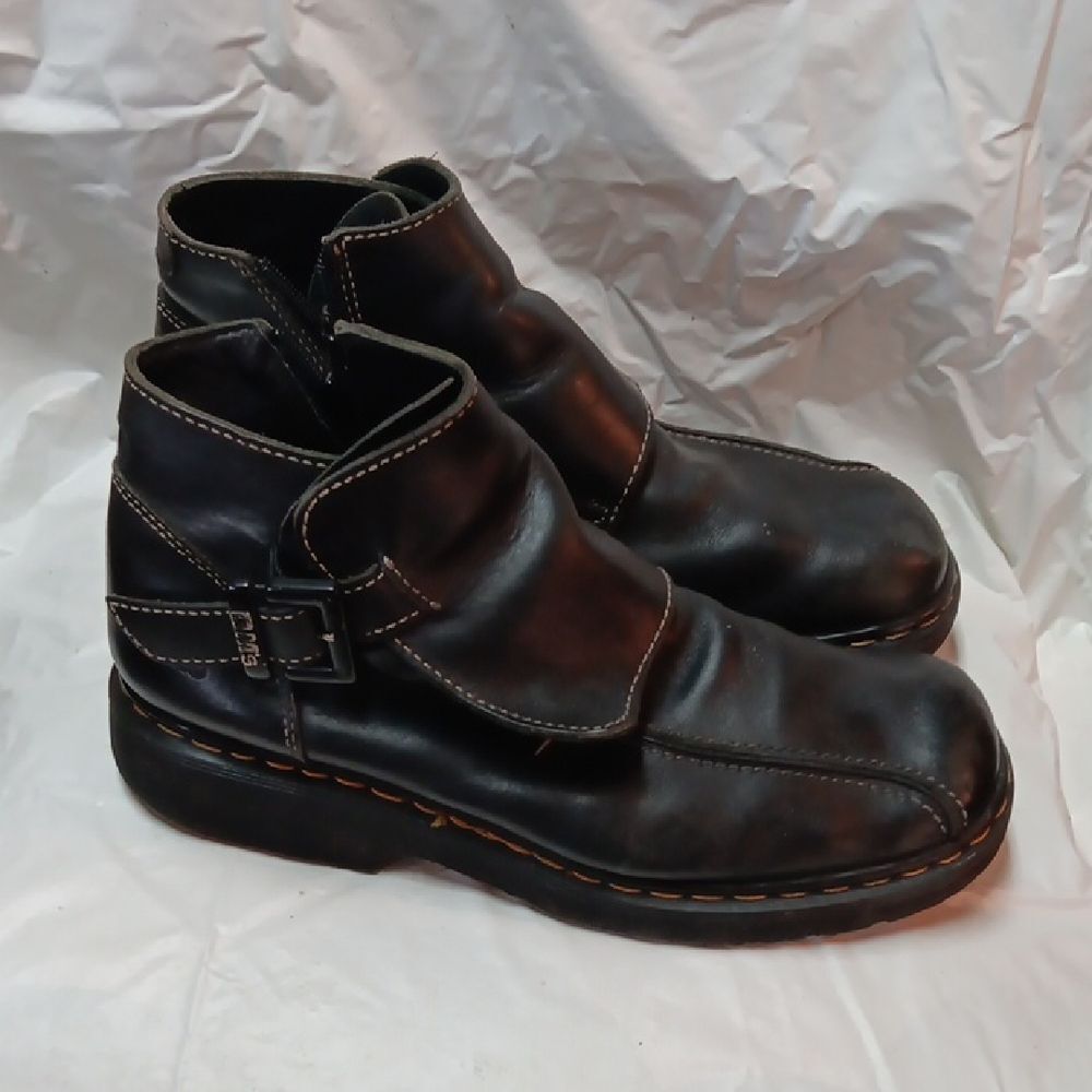 Dr. Martens Black Leather Buckle Boots Men's 12 Preowned